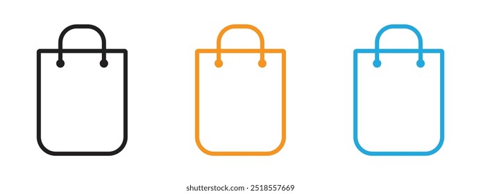Shopping bag icon Thin line illustration set