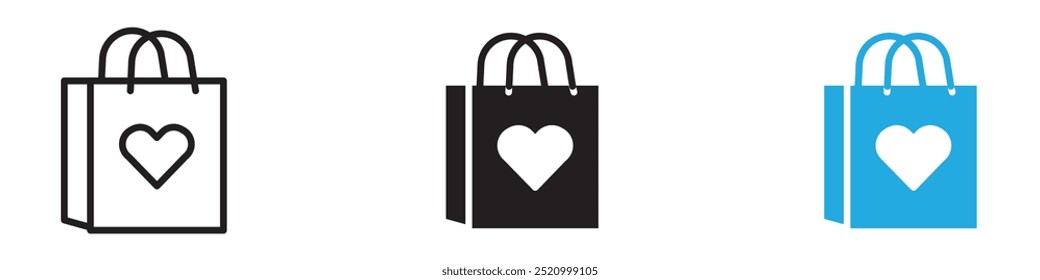 Shopping bag icon thin line illustration