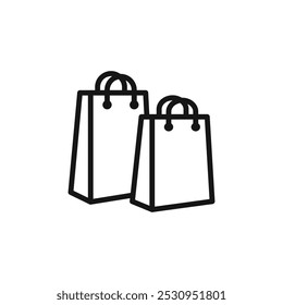 Ícone de saco de compras Ilustração plana de linha fina