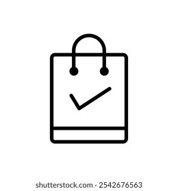 Icono del bolso de compras Arte de línea delgada aislado