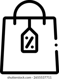 Icono de la bolsa de compras. Diseño De Estilo Lineal Delgado Aislado Sobre Fondo Blanco