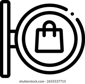 Icono de la bolsa de compras. Diseño De Estilo Lineal Delgado Aislado Sobre Fondo Blanco