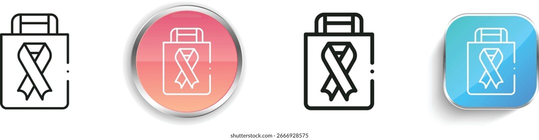Icono de la bolsa de compras. Diseño de estilo lineal delgado, regular y de Botón aislado sobre fondo blanco