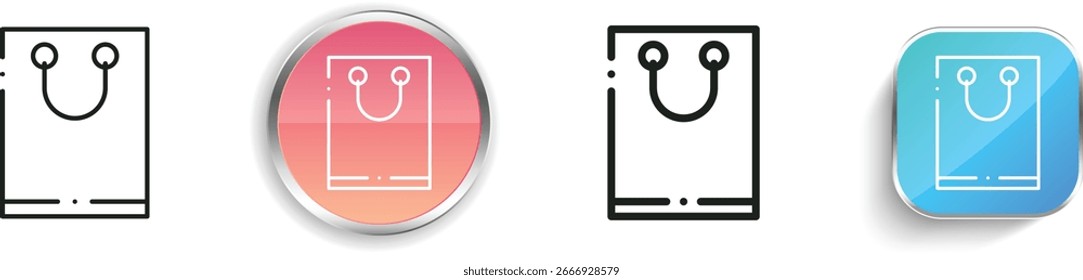 Icono de la bolsa de compras. Diseño de estilo lineal delgado, regular y de Botón aislado sobre fondo blanco