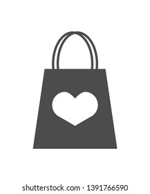 shopping bag icon. vector black and white illustration