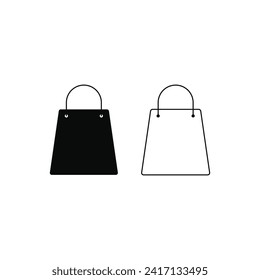 icono de bolsas de compras diseño vector silueta y línea sobre fondo blanco