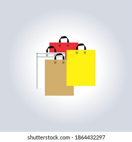 Vector de icono de la bolsa de compras. Diseño plano con fondo blanco. Colorida ilustración de diseño de bolsas de compras