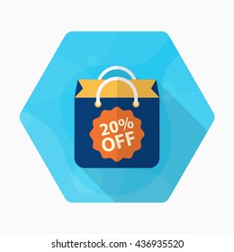 Shopping bag icon, Vector flat long shadow design. EPS10