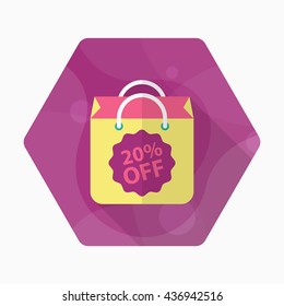 Shopping bag icon, Vector flat long shadow design. EPS10
