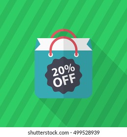 Shopping bag icon, Vector flat long shadow design. EPS10