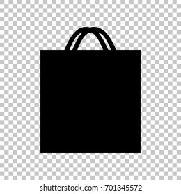 Shopping bag. icon. Vector. Flat style black icon on transparent back.