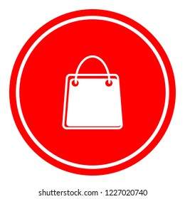 Shopping bag icon vector illustration on red background. Eps10