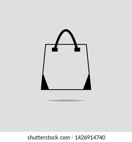 shopping bag icon vector illustration - black - lines