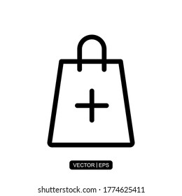 Icono de la bolsa de compras ilustración de vector plantilla para muchos fines.