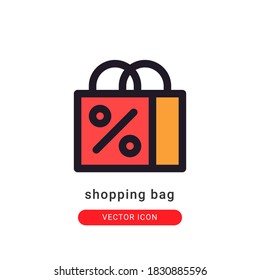 shopping bag icon vector illustration. shopping bag icon lineal color design.