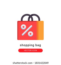 shopping bag icon vector illustration. shopping bag icon flat design.