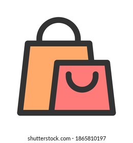 shopping bag icon vector illustration. shopping bag icon lineal color design.
