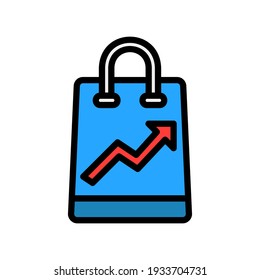 Shopping-Tasche-Icon in vollem Line-Stil über Marketing und Wachstum für alle Projekte, Verwendung für Website-Mobile-App-Präsentation