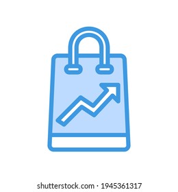Shopping bag icon vector illustration in blue style about marketing and growth for any projects, use for website mobile app presentation
