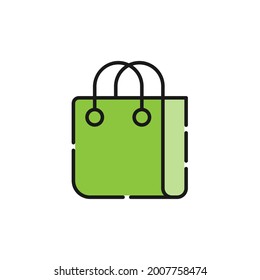 Icono de la bolsa de compras Ilustración vectorial. Simple Shopping Bag vector icono diseño plano para sitio web, logotipo, símbolo, botón, signo, aplicación UI