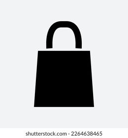 Shopping bag icon. Vector illustration. Sign. Symbol. Button. Element. Silhouette. Isolated on white background.