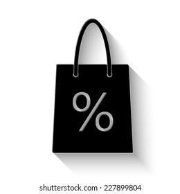 shopping bag icon - vector illustration with shadow