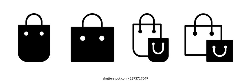 Ilustración vectorial del icono de la bolsa de compras. signo de compra y símbolo