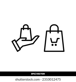 Icono de bolsa de compras ilustración de vector plantilla para muchos fines. Aislado sobre fondo blanco.