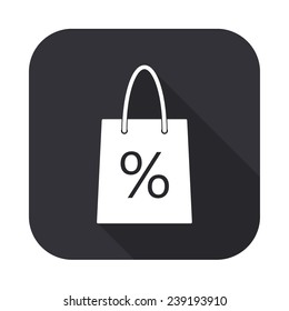 shopping bag icon - vector illustration with long shadow 