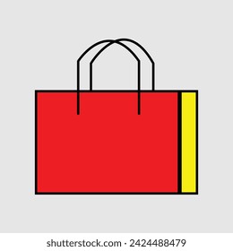 Ilustración vectorial del icono del bolso de compras. Bolso de compras del mercado del color diseño del objeto. Archivo Eps 269.