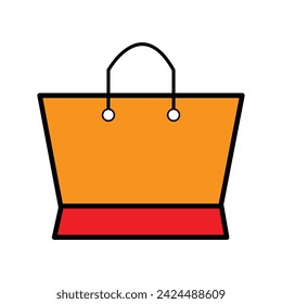 Ilustración vectorial del icono del bolso de compras. Bolso de compras del mercado del color diseño del objeto. Archivo Eps 270.