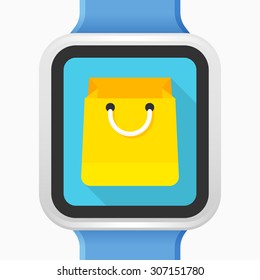 Shopping bag icon, vector illustration. Flat design style with long shadow,eps10