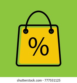 Shopping bag icon vector illustration on green background