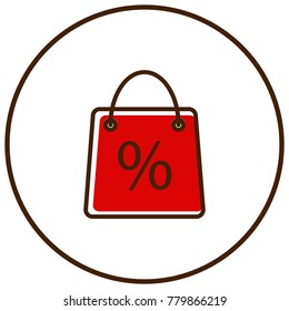Shopping bag icon vector illustration on green background