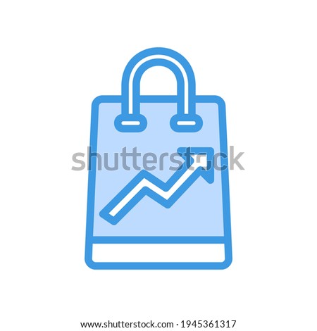 Shopping bag icon vector illustration in blue style about marketing and growth for any projects, use for website mobile app presentation