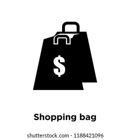 Shopping bag icon vector isolated on white background, logo concept of Shopping bag sign on transparent background, filled black symbol