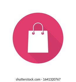 Shopping bag icon, Vector isolated flat design illustration with long shadow.