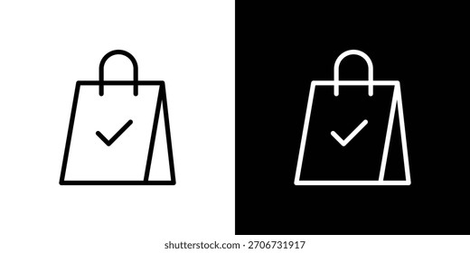 Icono del bolso de compras. Icono lineal de Vector aislado en blanco y negro