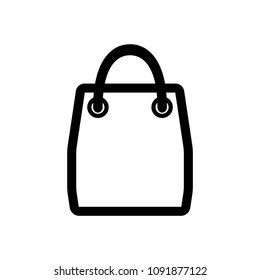 Shopping bag icon. Vector logo. Template. Flat design. Outline sign. Line pictogram isolated.