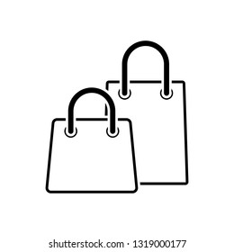 Shopping bag icon. Vector logo. Template. Flat design. Outline sign. Line pictogram isolated.