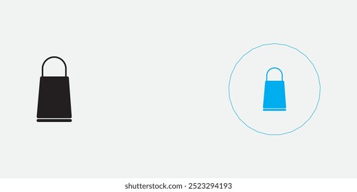 Vector del icono del bolso de compras, icono del bolso de compras en un color negro y azul. Ilustración vectorial.