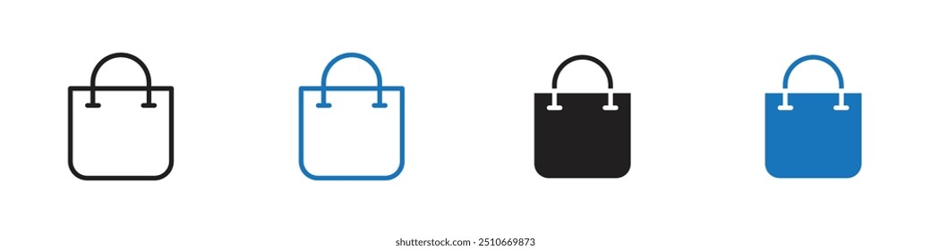 Esquema del conjunto de Vector del icono del bolso de compras