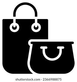 Shopping bag icon vector. Simple icon in solid style, suitable for graphic design, website and mobile app