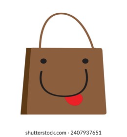 shopping bag icon vector. smile emoticon paper bag. isolated white background