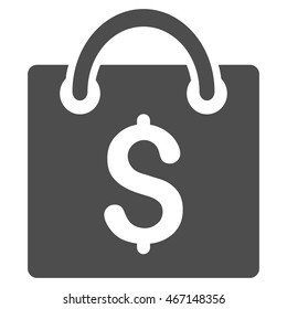 Shopping Bag icon. Vector style is flat iconic symbol with rounded angles, gray color, white background.