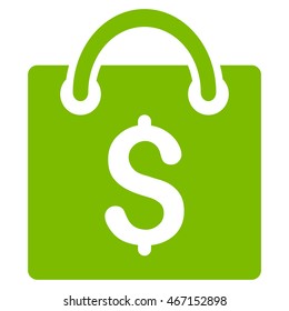 Shopping Bag icon. Vector style is flat iconic symbol with rounded angles, eco green color, white background.