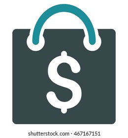 Shopping Bag icon. Vector style is bicolor flat iconic symbol with rounded angles, soft blue colors, white background.