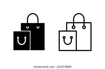 Vector de iconos de bolsas de compras para aplicaciones web y móviles. signo de compra y símbolo