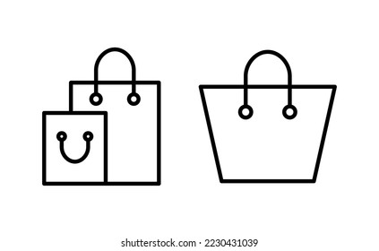Vector de iconos de bolsas de compras para aplicaciones web y móviles. signo de compra y símbolo
