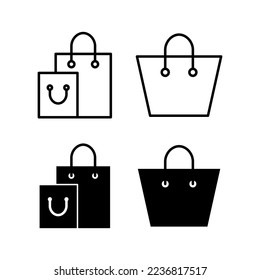 Vector de iconos de bolsas de compras para aplicaciones web y móviles. signo de compra y símbolo
